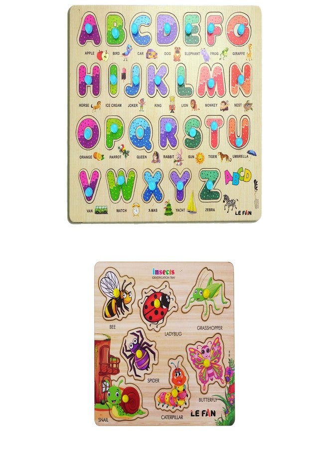 Lefan® Kids Fort Pre Nursery Educational Jigsaw Puzzles for Adults Kids Learning Toys Kit Board Game 2 pcs Set of ABCD Alphabet & Insects Educational Toy - Image 1